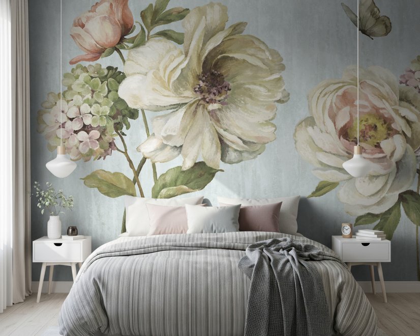 Vintage Peony Floral Wallpaper Mural