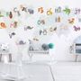 Kids Alphabet World Map with Cartoon Animals Wallpaper Mural