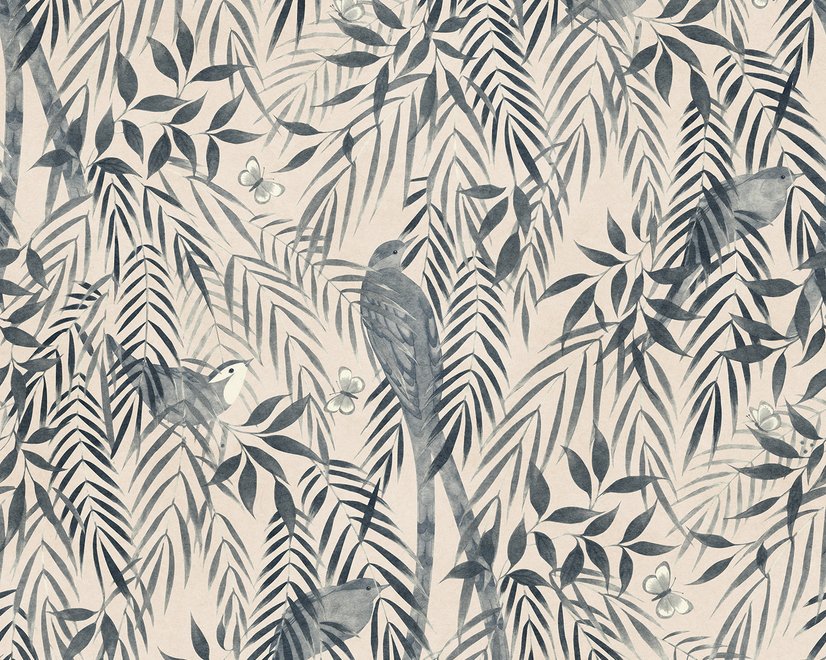 Watercolor Tropical Bird Garden Wallpaper Mural