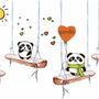 Swinging Panda Bears Wallpaper Mural