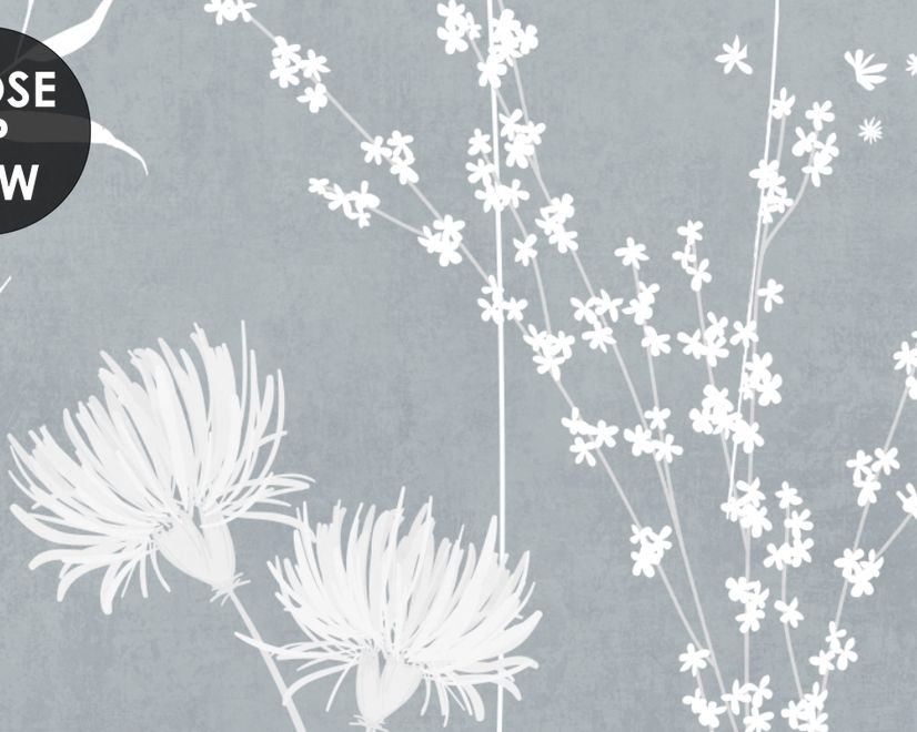 Bohemian Style Neutral Color Wild Flowers Art Wallpaper Mural
