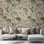 Vintage Flower with Hummingbird Wallpaper Mural