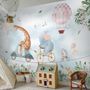 Papier peint animaux mignons à vélo pour enfants