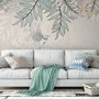 Papier peint art feuilles suspendues douces