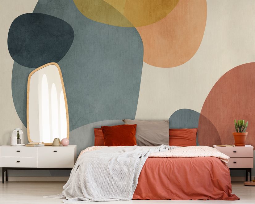 Abstract Geometric Shapes Paintbrush Art Wallpaper Mural