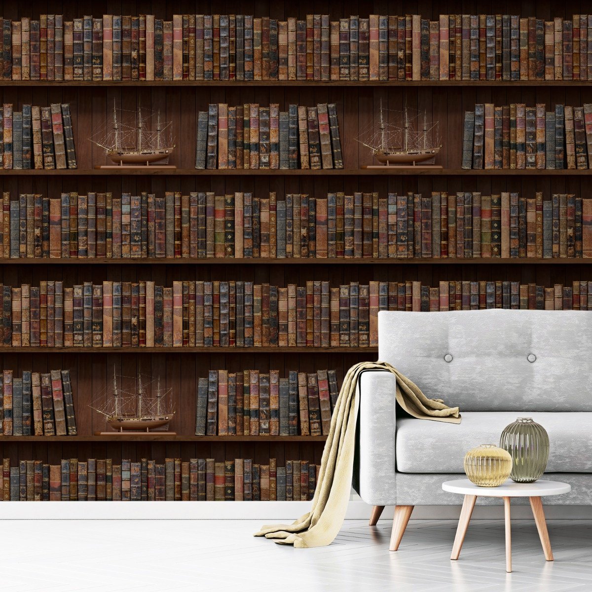 Vintage Library Wallpaper Mural - Peel and Stick