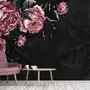 Dark Floral Peony Flower Drawing Wallpaper Mural