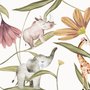 Fototapete Tropische Tiere im Kinderzimmer mit Blumen
