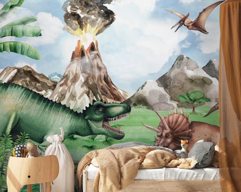 Kids Dinosaur with Trex Jurassic World Wallpaper Mural