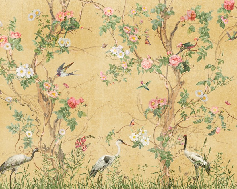 Chinoiserie Pfingstrosenbaum Fototapete