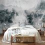 Watercolor Style Abstract Misty Dark Forest Wallpaper Mural