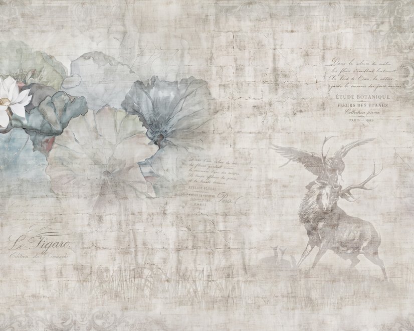 Nostalgic Lotus Flowers Wallpaper Mural