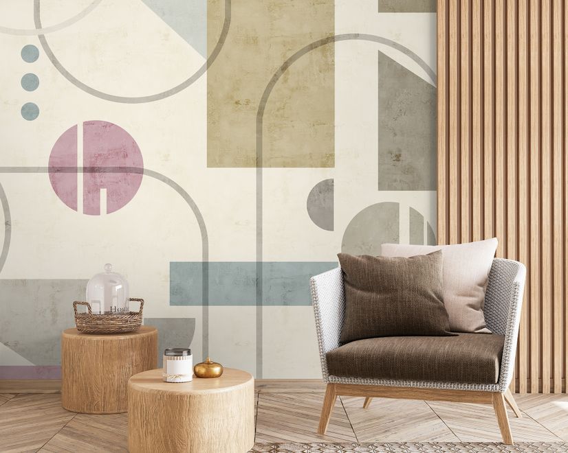 Soft Geometric Shape Art Wallpaper Mural