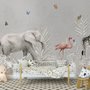Tropical Animals with Leafs Wallpaper Mural For Children