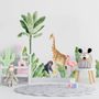 Stickers muraux animaux tropicaux feuilles palmier enfants