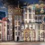 Dark Mosaic City Landscape Wallpaper Mural