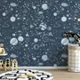 Dark Space Starry Sky with Blue Planets Wallpaper Mural