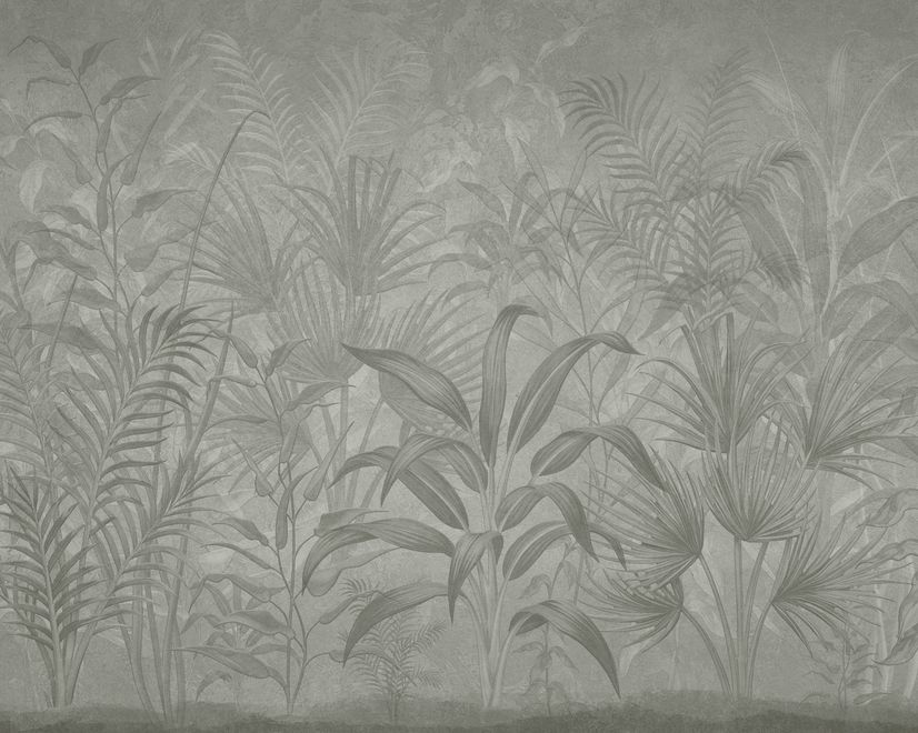 Monochrome Tropical Botanical Wallpaper Mural