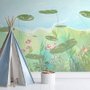 Kinderzimmer-Fototapete Lotusblatt und Fisch