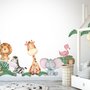 Kids Cute Forest Animal with Banana Leaves Wall Decal Sticker