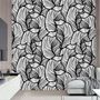 Golden Look Stylish Leaf  Line Art Wallpaper Mural