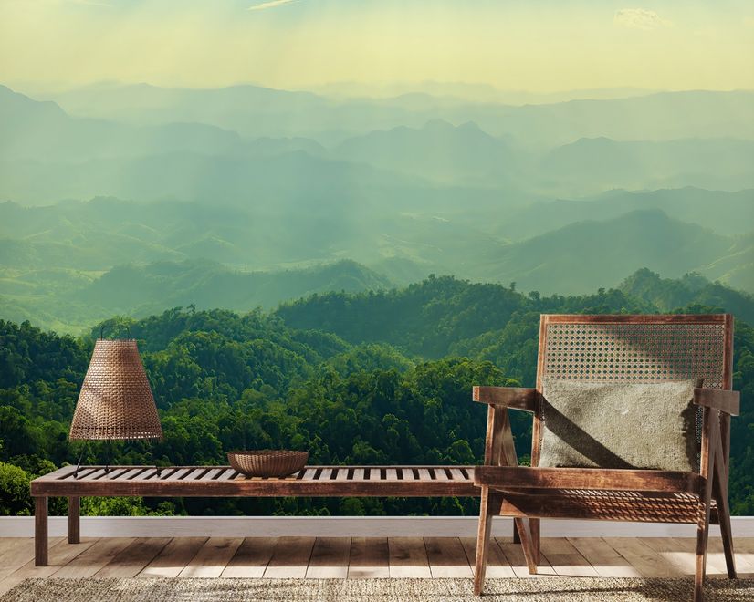 Green Mountain Silhouette Wallpaper Mural