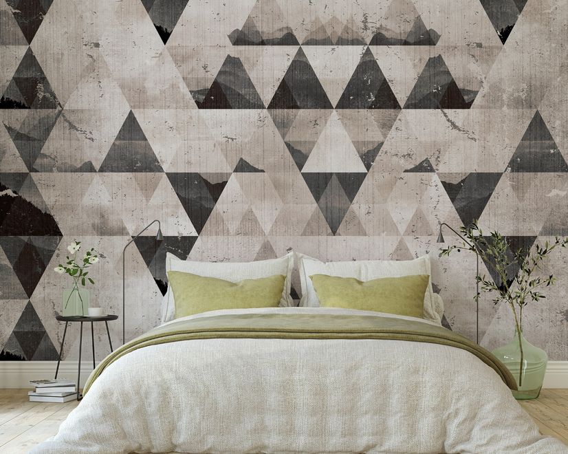 Geometric Dark Trigon Pattern Wallpaper Mural