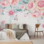 Vintage Aquarell Rosa Blumen Fototapete