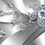 Silver Crystal Daisy Floral Wallpaper Mural
