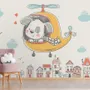 Cute Puppy in Helicopter Wallpaper Mural