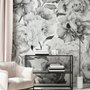 Dark Floral Charcoal Rose Flower Wallpaper Mural