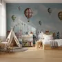 Kids Harbor Village and Hot Air Balloons Wallpaper Mural