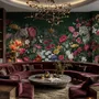 Elegante Tropische Botanische Blumen- und Leoparden-Fototapete