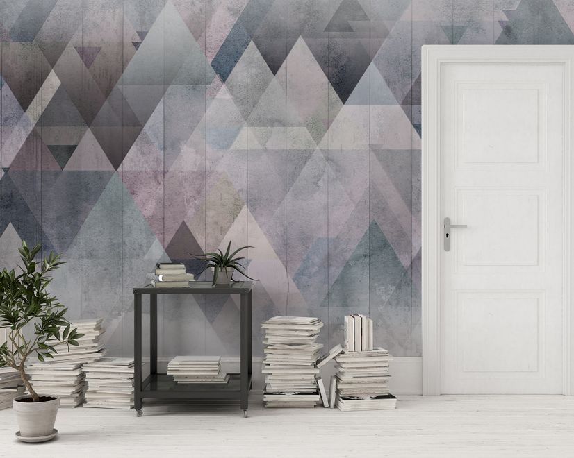 Watercolor Geometric Triangle Pattern Wallpaper Mural