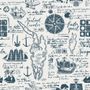 Inked Traveler Map Wallpaper Mural for Children