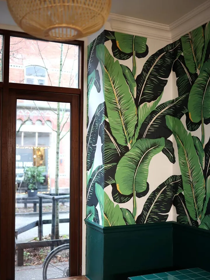 Green Banana Leaf Pattern Wallpaper Mural