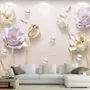 3D Embossed Look Tulip Floral Wallpaper Mural