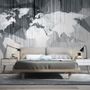 Monochrome Polygonal World Map with Abstract Lines Wallpaper Mural
