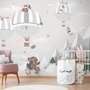 Cute Animals Playing Skate on the Snowy Mountain with Hot Air Balloon Wallpaper Mural