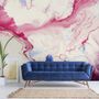 Papier peint panoramique rose bleu style marbre