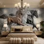 3D Embossed Look Horses Wallpaper Mural
