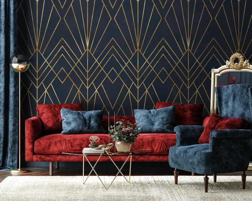 Luxury Geometric Lines  Art Deco Wallpaper Mural
