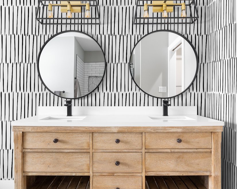 Abstract Minimalistic Black and White Line Wallpaper Mural
