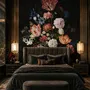 Elegant Dutch Dark Floral Bouquet Wallpaper Mural