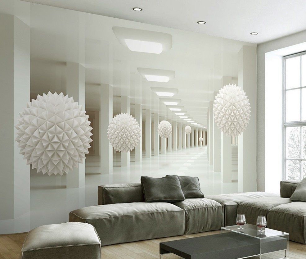 Abstract Corridor and Nordic Ball Wallpaper Mural - Peel and Stick