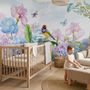 Hydrangea and Peony with Parrot Wallpaper Mural