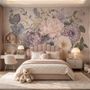 Elegant Pastel Botanical Flower Bouquet Wallpaper Mural