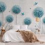 Dandelion Floral and Butterfly Wallpaper Mural