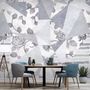 Rose Floral with Geometric Pattern Wallpaper Mural