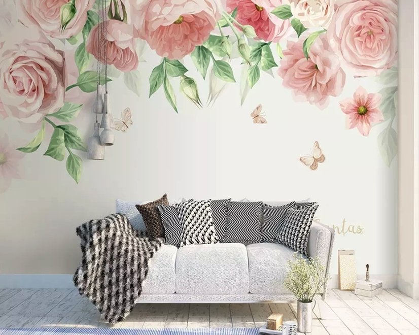 Fototapete mit Pink Flower Art